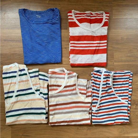 5 Madewell Striped Tees / Tanks, Small - Picture 1 of 13